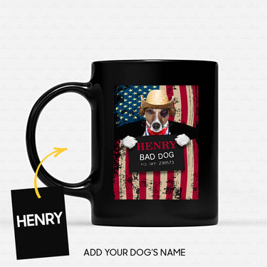 Personalized Dog Gift Idea - Bad Dog Wearing Cowboy Hat For Dog Lovers - Black Mug